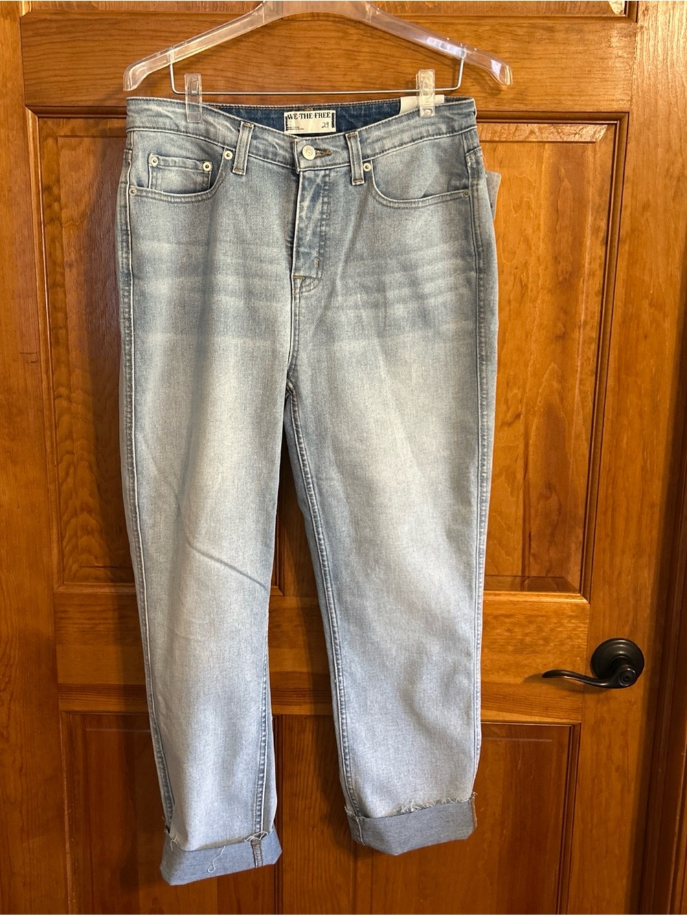 We The Free CRVY High Rise Vintage Straight Lt Wash Raw Hem jeans Sz 29-NWT